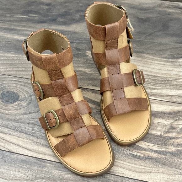 NIB Born Haidee 7M Comfort Leather Gladiator Sandals Brown - Picture 2 of 11